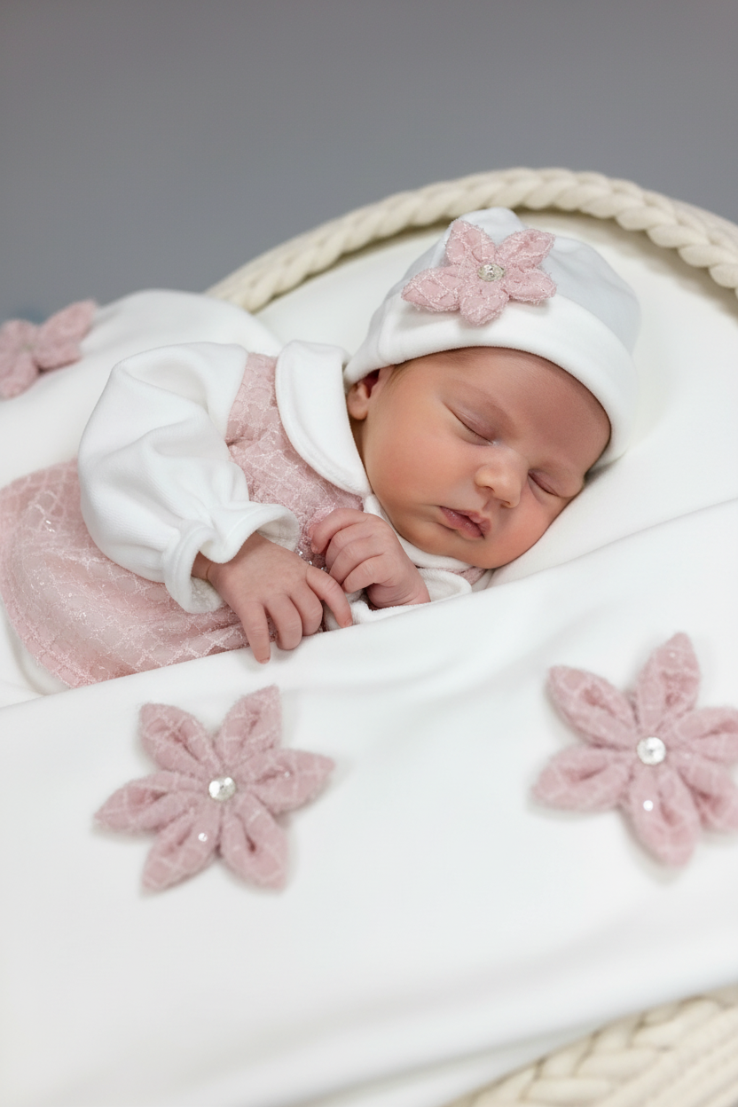 Light mauve and white velour take me home girl set