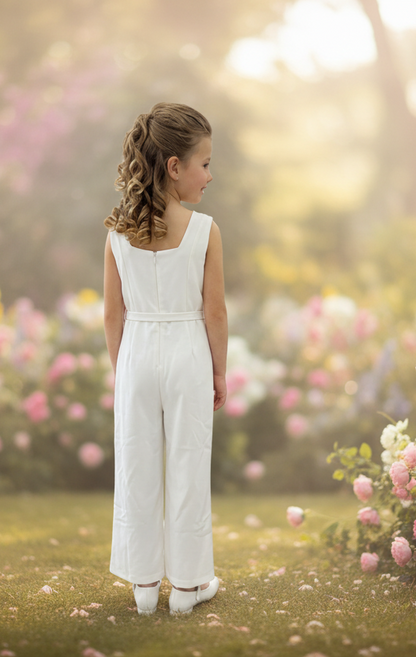 Girls White Occasion Jumpsuit