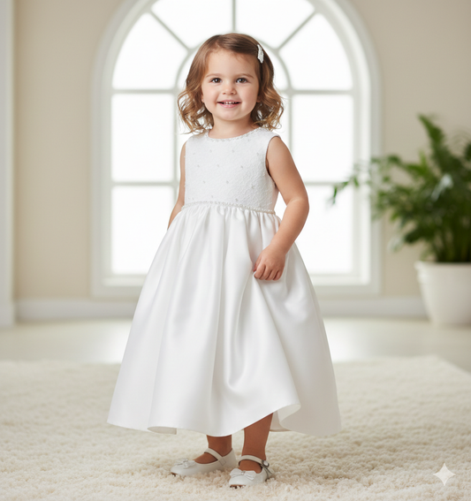 Lace top Dress with satin bottom  Skirt