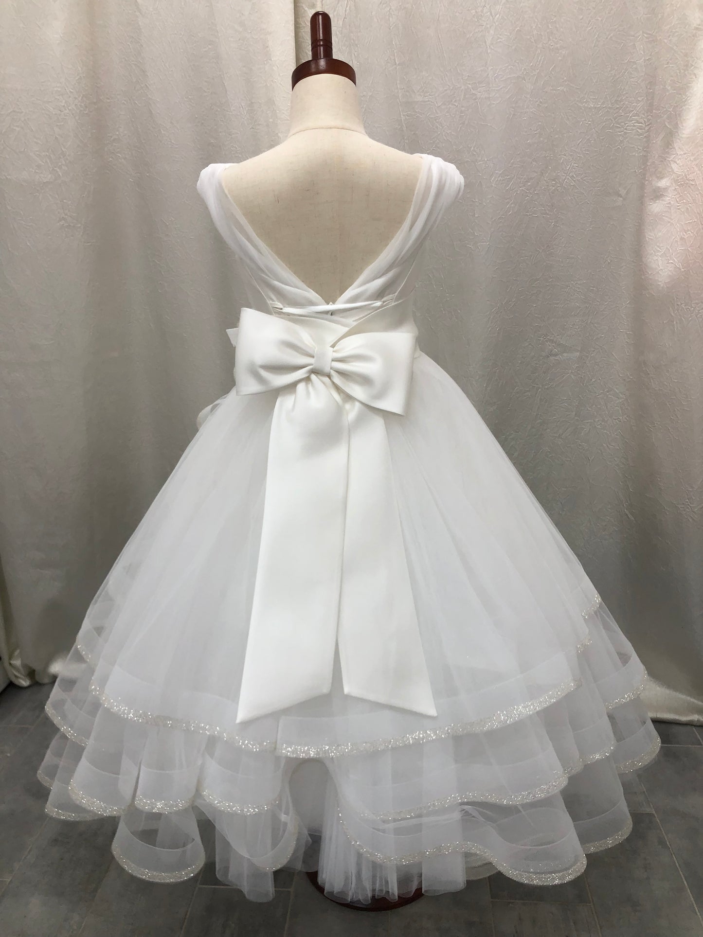 Michelina Bimbi Tiered Shimmer communion Gown made in Italy