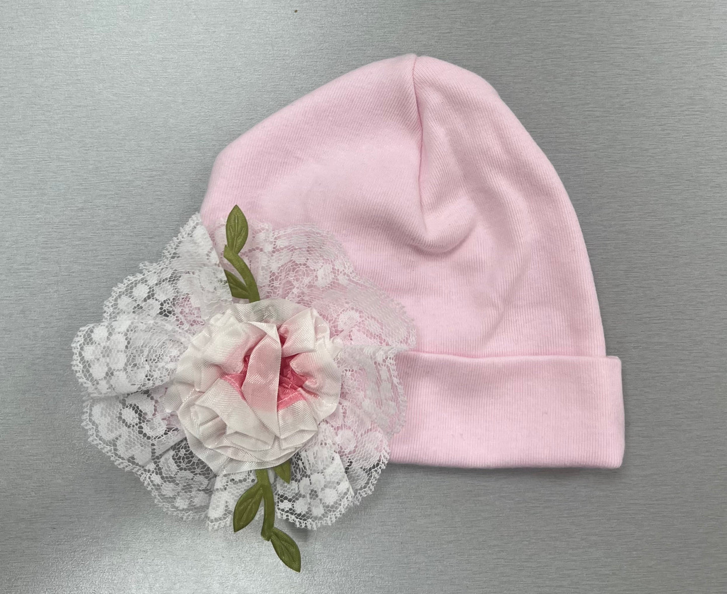 Pink Lace Rose 4-Piece Newborn Gift