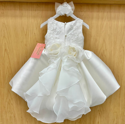 Silk Satin Beautiful white Diamond  Bubble Dress