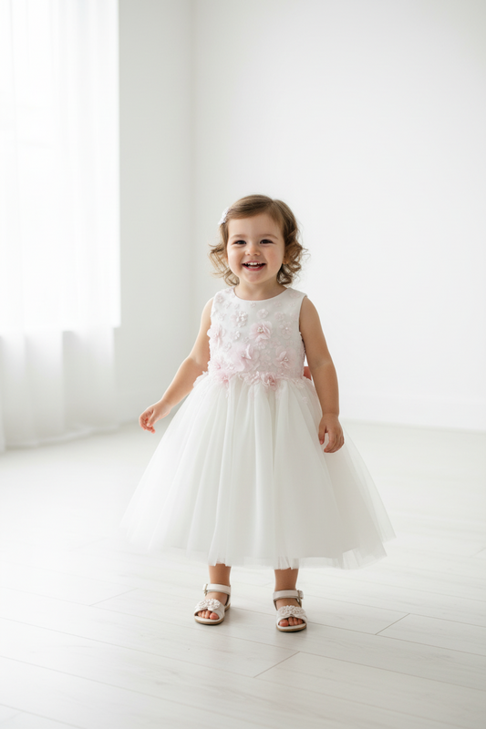 Blossom Petal pink and Ivory Tulle Dress