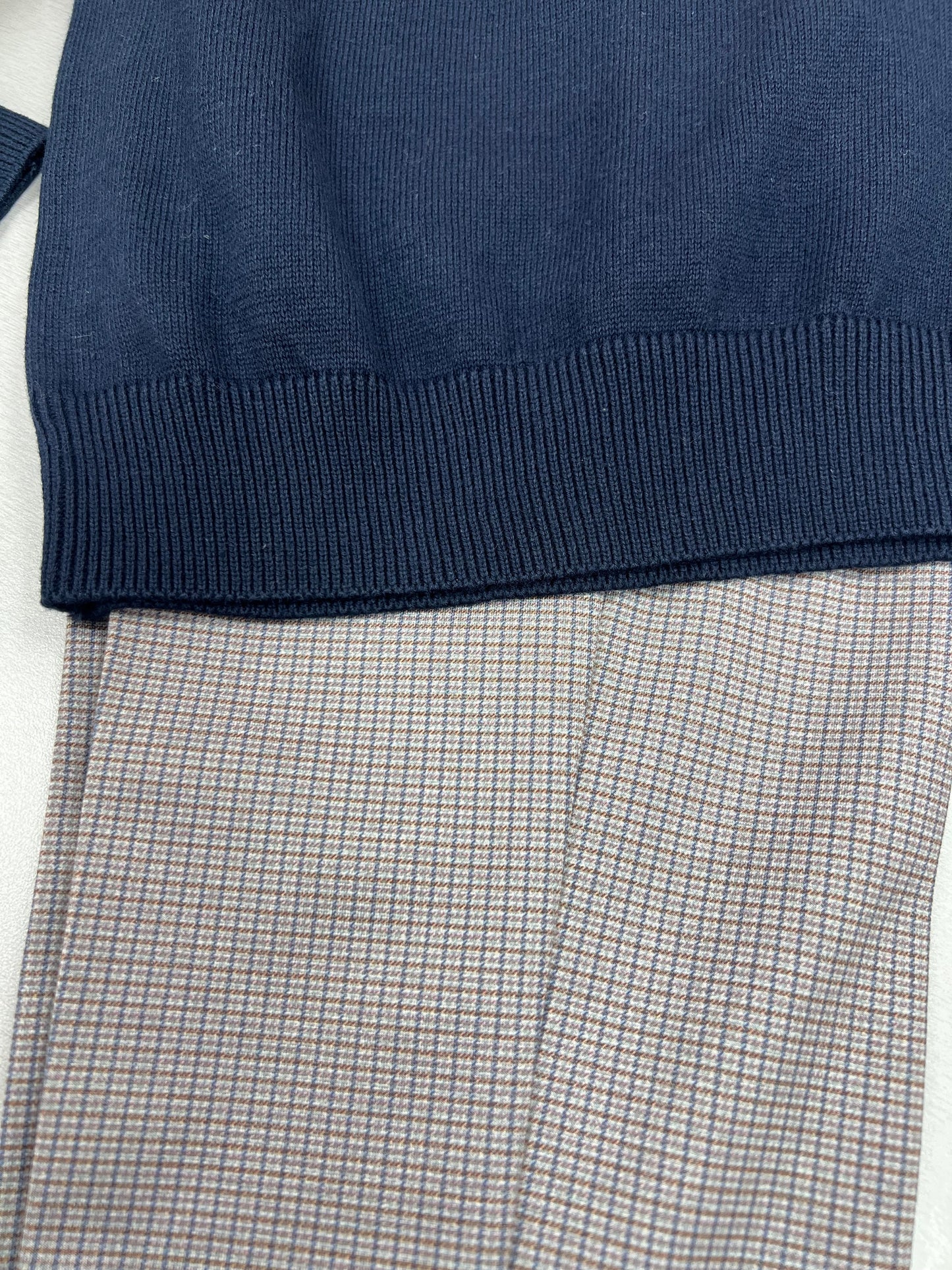 Boys' Half-Zip Sweater with Elbow Patches & Houndstooth Trousers Set