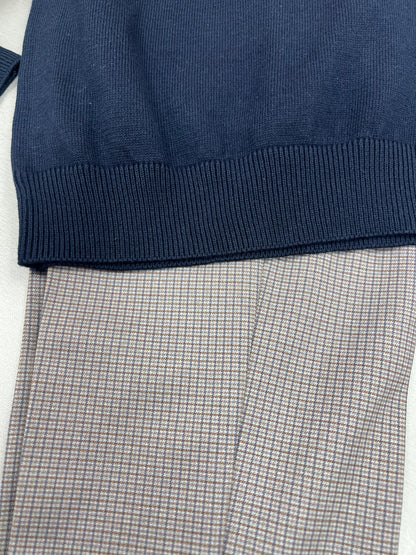 Boys' Half-Zip Sweater with Elbow Patches & Houndstooth Trousers Set