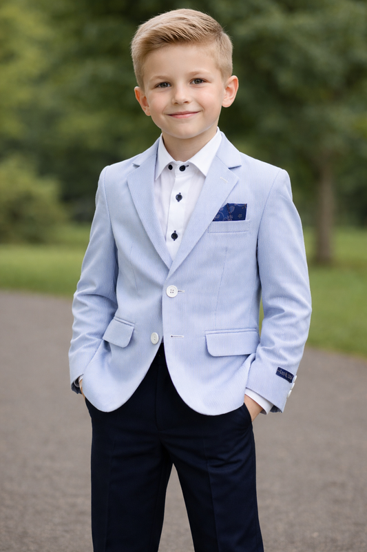 Light Blue pinstriped Boys suit
