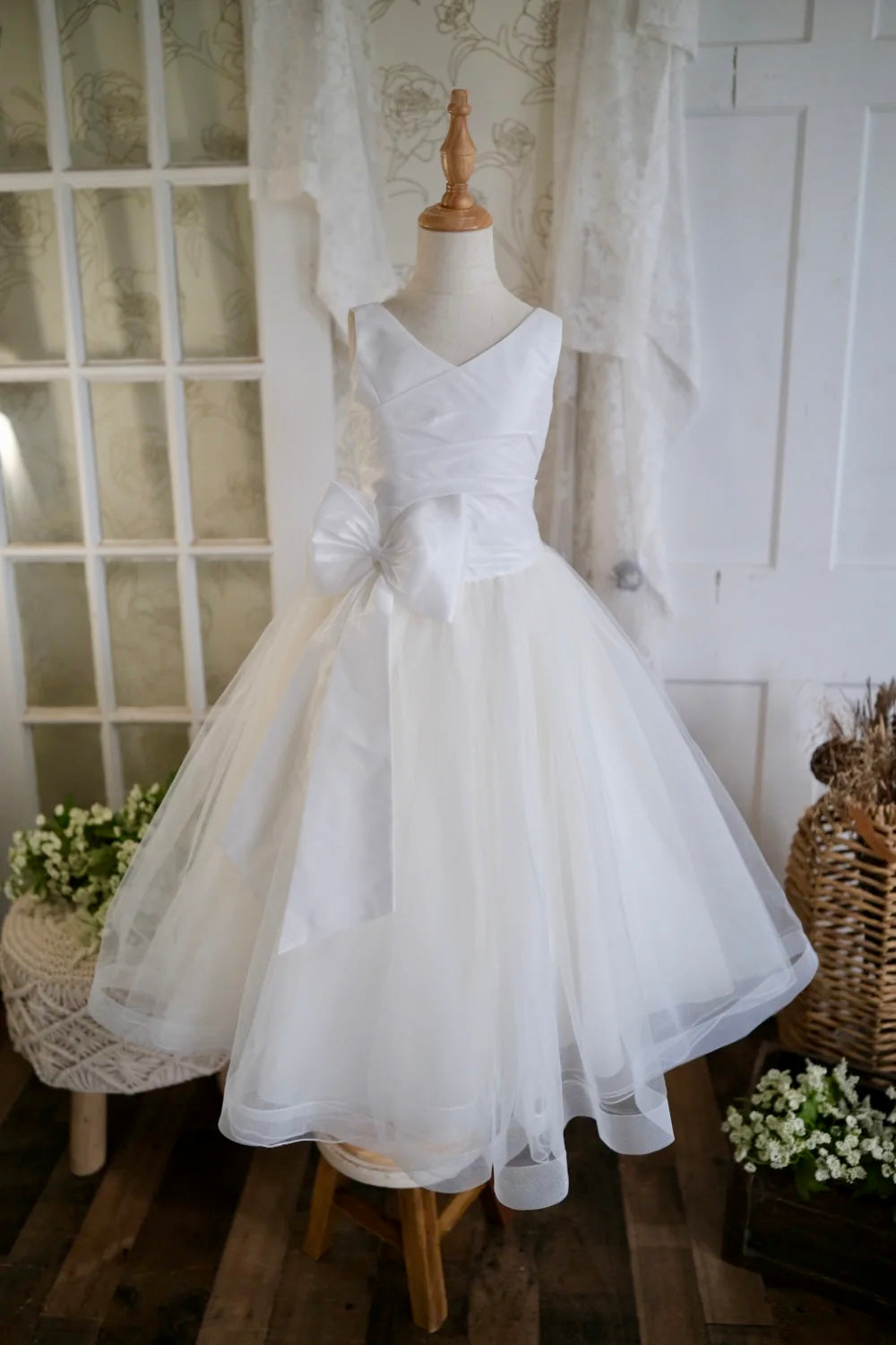 Christie Helene Communion Dress with waist satin bow