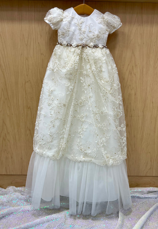 Custom made beaded christening gown Lisa