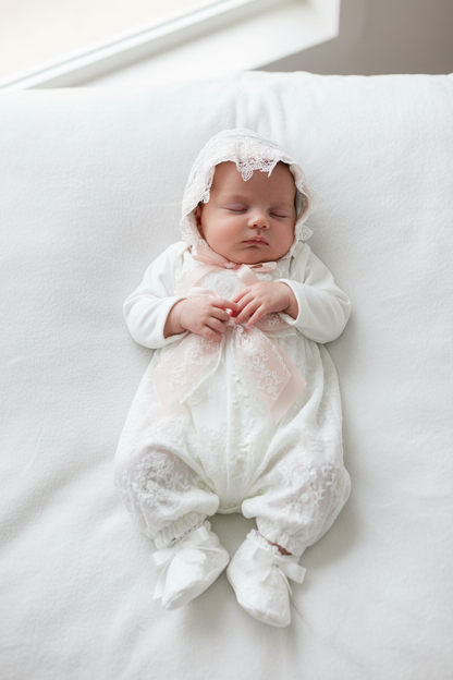 Baby Girls Take me home Set with Bonnet, Blanket & Booties