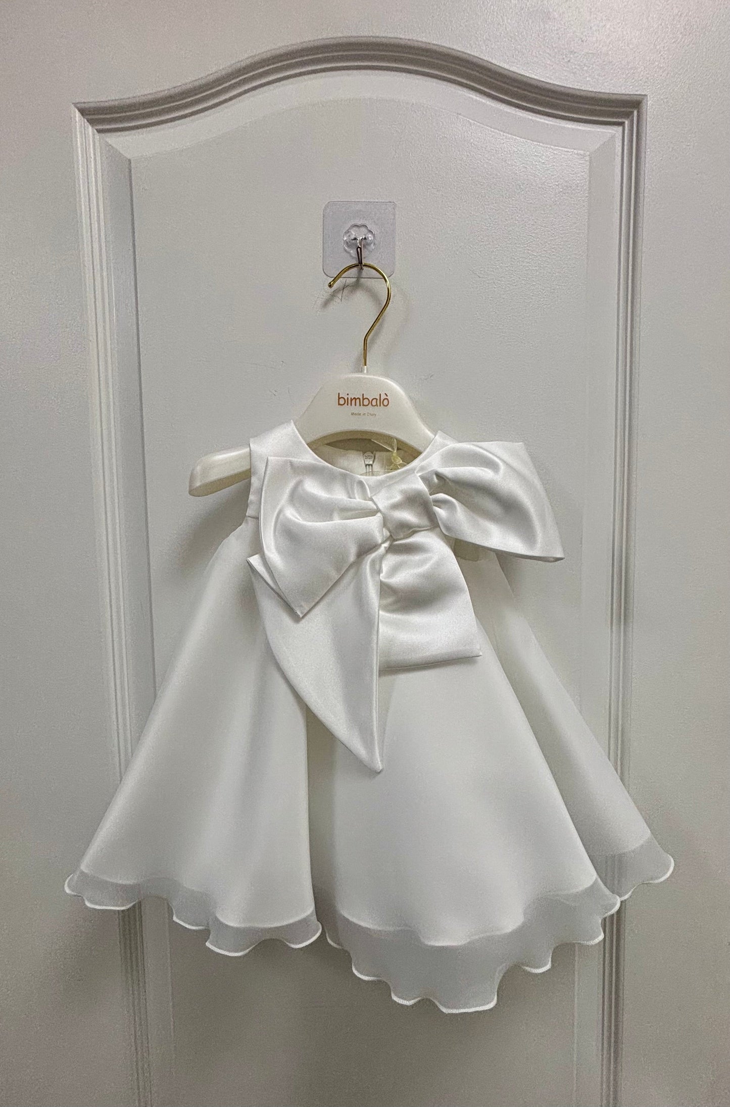 White Bow Organza Dress Made In Italy
