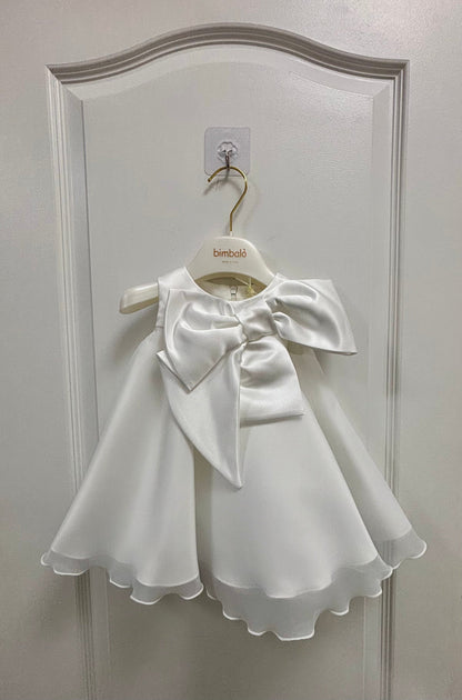 White Bow Organza Dress Made In Italy