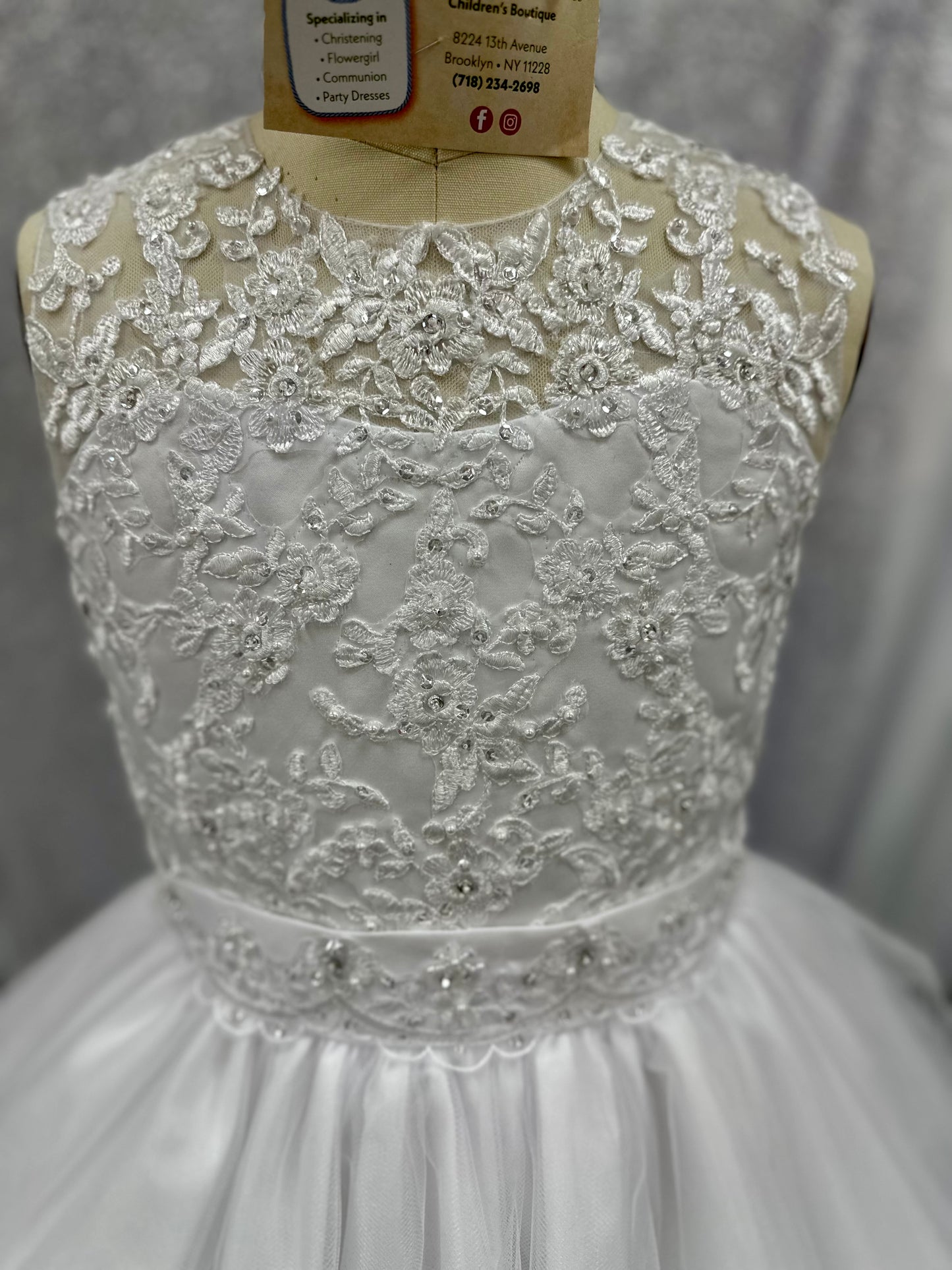 White Pearl Communion Dress | La Bavetta Children's Boutique | NYC