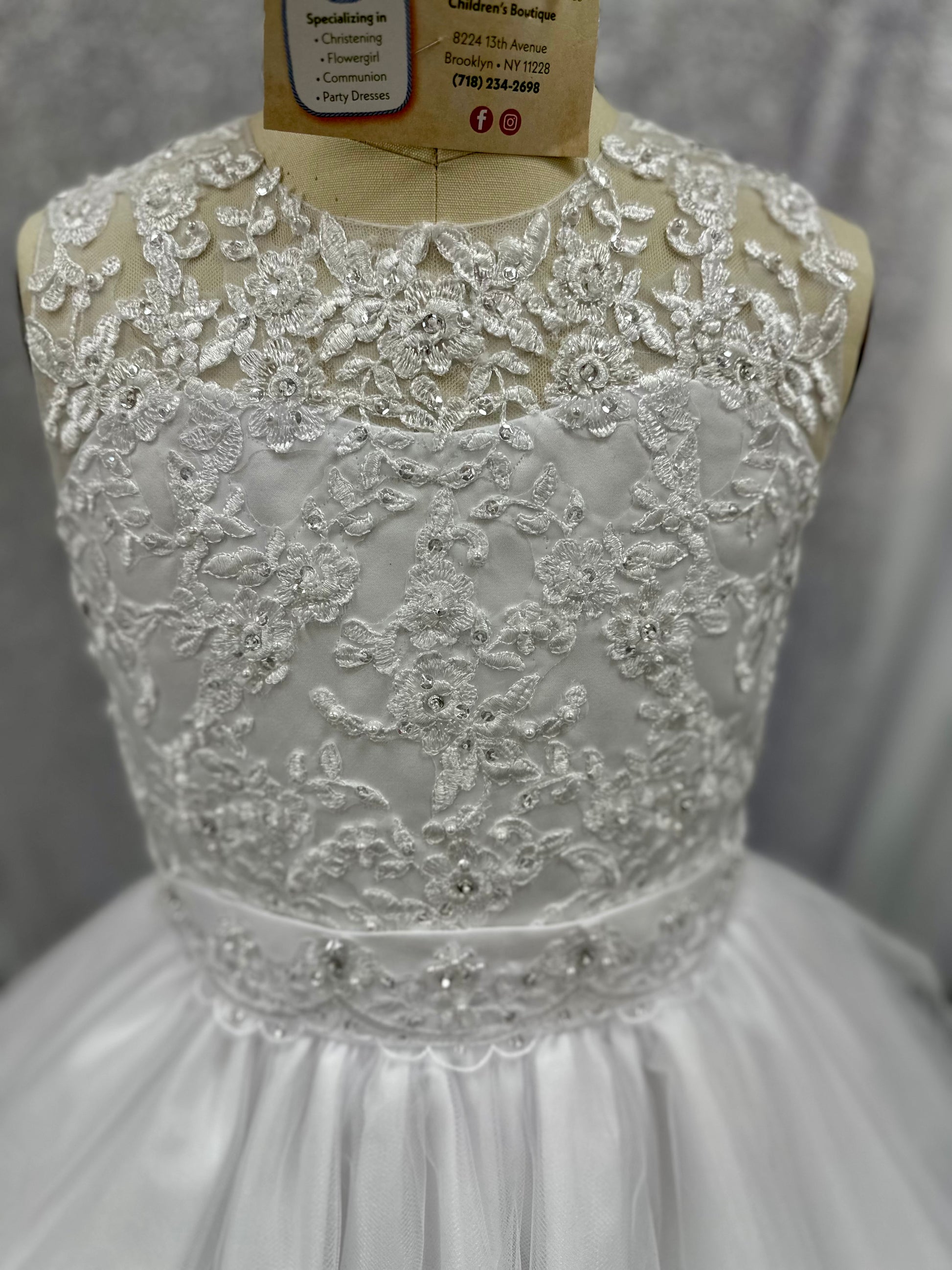 White Pearl Communion Dress | La Bavetta Children's Boutique | NYC