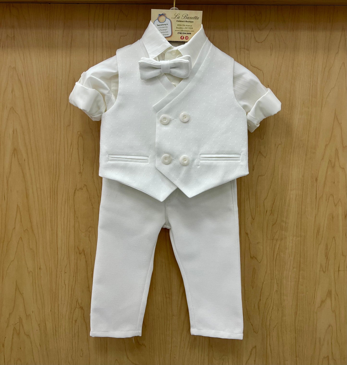Baby Boy Christening Suit & Hat Set