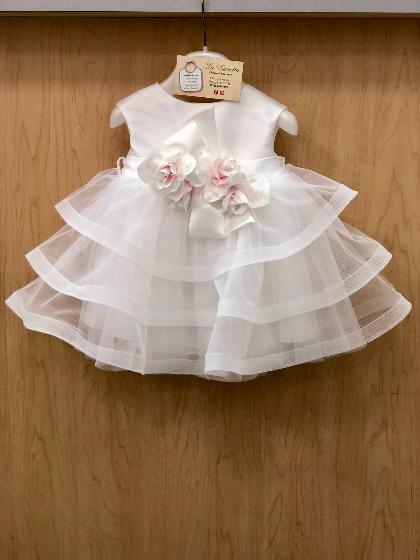 Bimbalo White dress with pink flowers made in Italy  7630