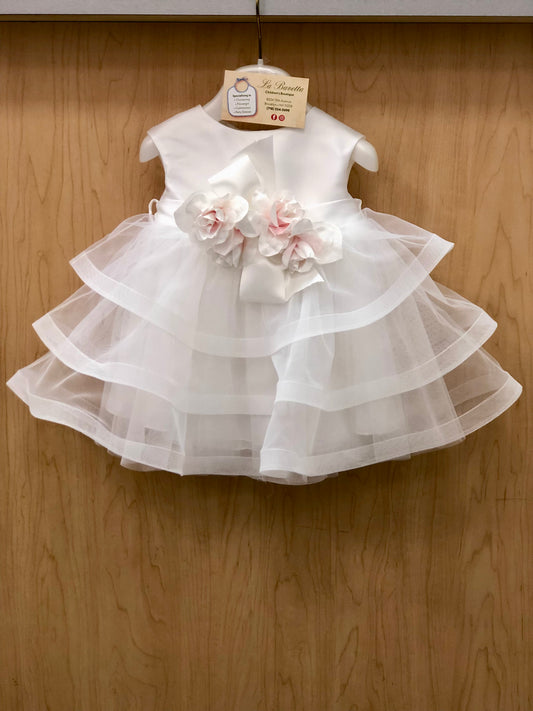 Bimbalo White dress with pink flowers made in Italy  7630