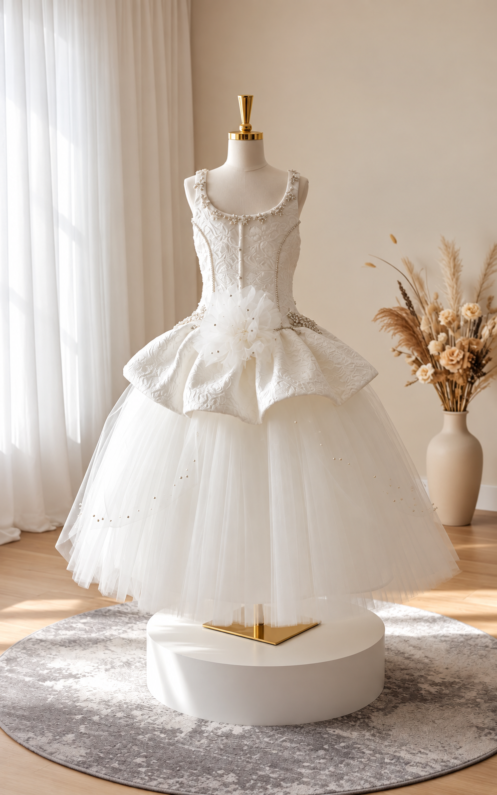 Rihanna- Girls Couture Diamond White Ball Gown with Crystal Embellishments communion Dress