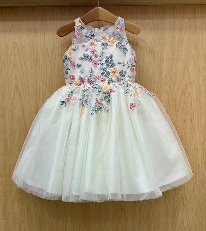 Ivory/ Multi colored flower Tulle Dress