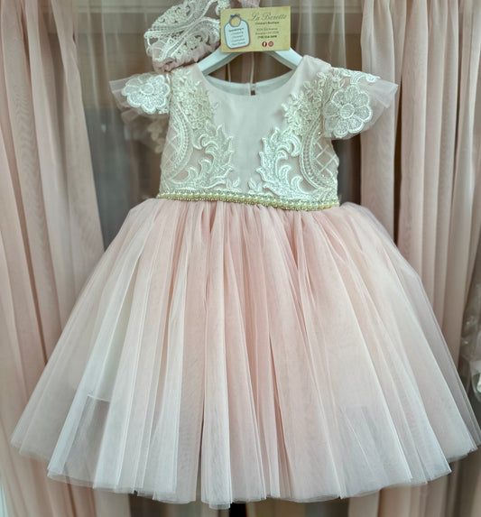 Pink and Pink Party Girls Dress Dolce Bambini | Childrens shopping | La Bavetta