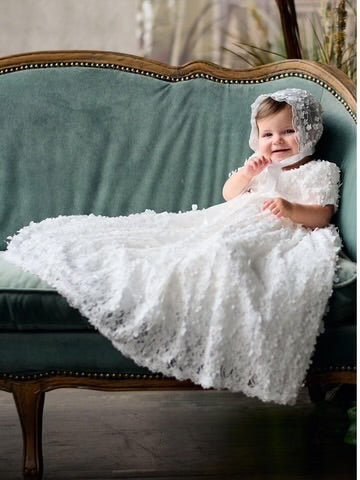 Teter Warm 3D flower Christening Dress Viola BL01