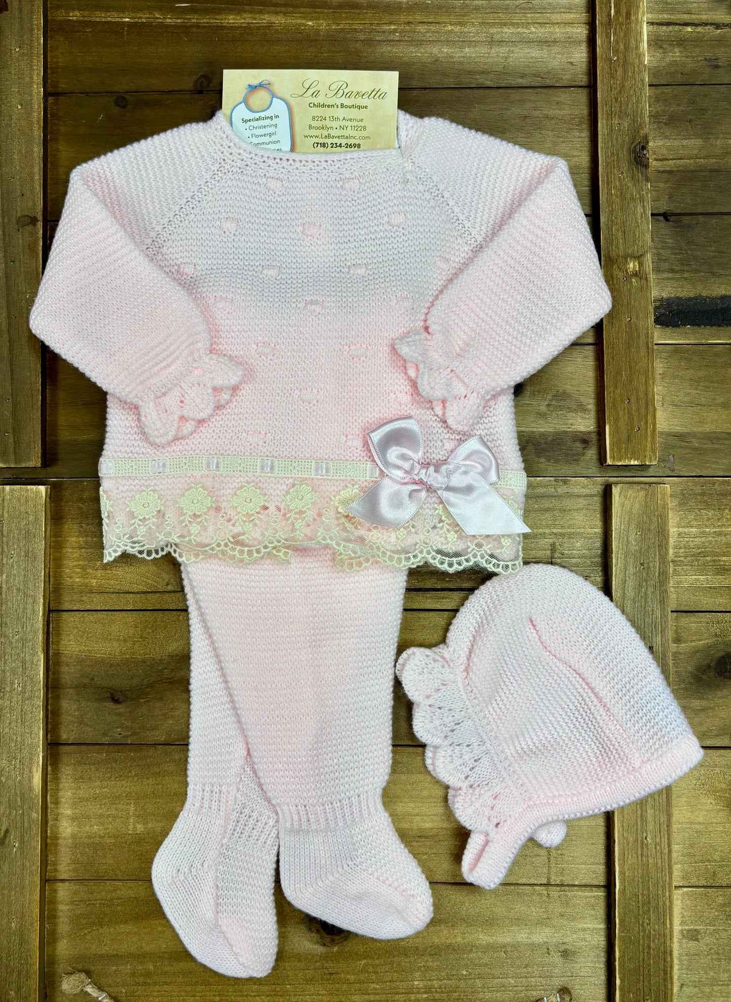 Pink Knit Baby 3-Piece Take-Home Set