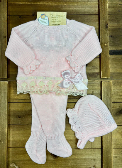 Pink Knit Baby 3-Piece Take-Home Set