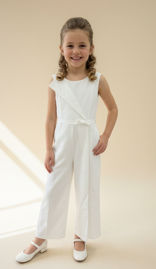 Girls White Occasion Jumpsuit