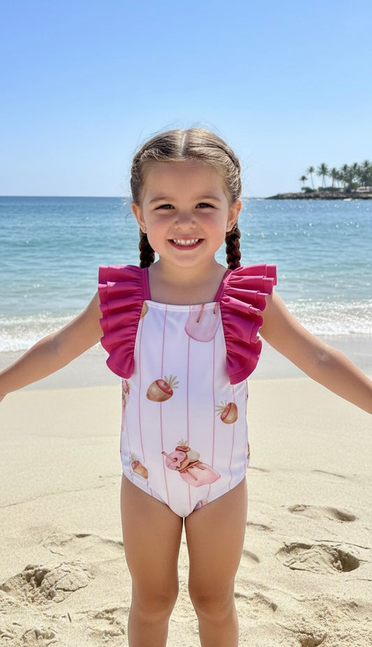 A Berry sweet one piece girls Bathing Suit Made In Europe