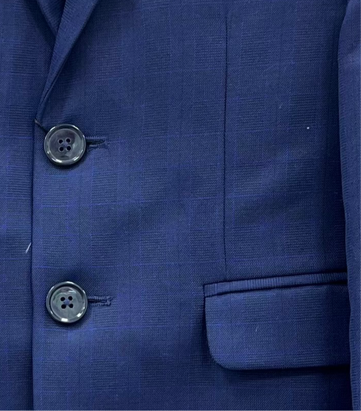 Detailed Leo & Zachary Deep Blue checks boys communion suit 
