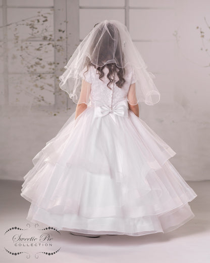 Double veil Sweetie Pie Communion Dress for La Bavetta