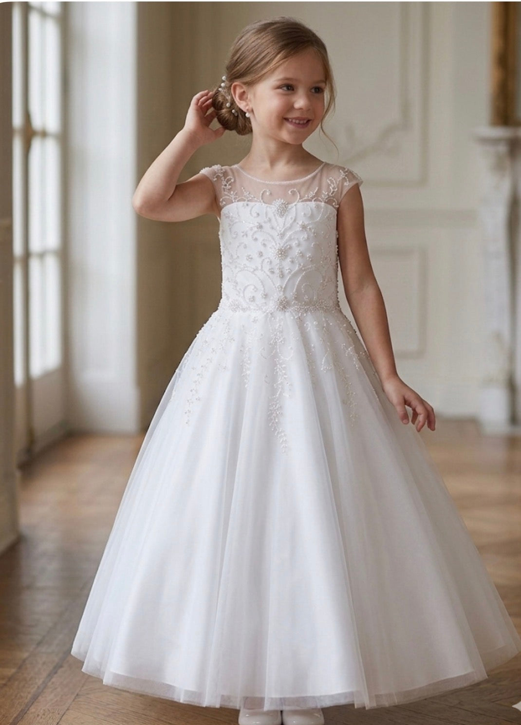 Embroidered Tulle communion Girl Dress