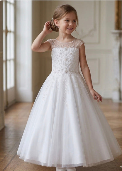 Embroidered Tulle communion Girl Dress