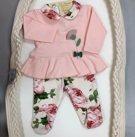 Adorable 2pc pink floral pant set  made in Italy
