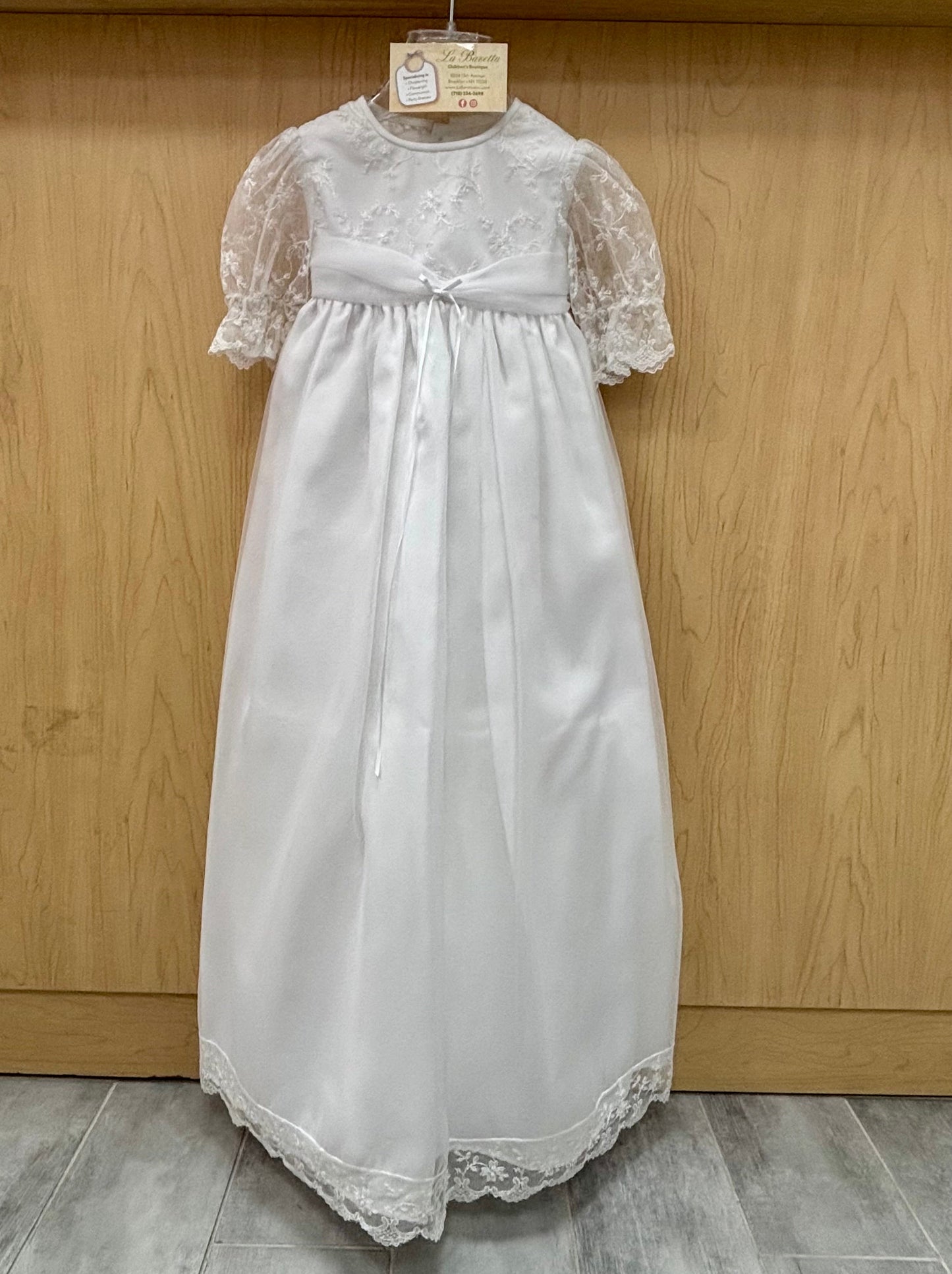 Floral Lace Christening Gown with Bonnet