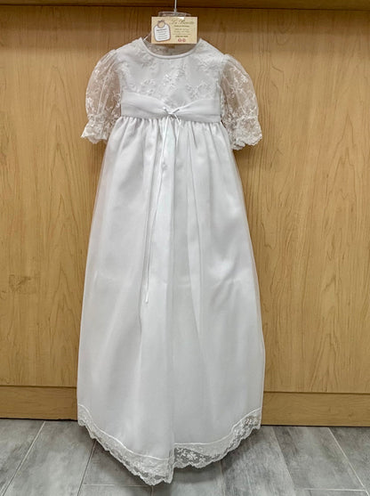 Floral Lace Christening Gown with Bonnet