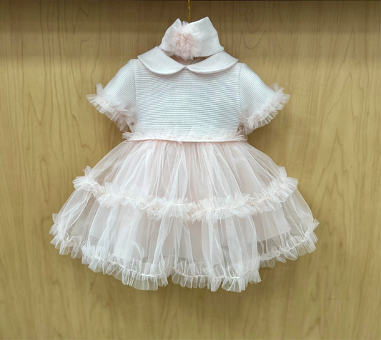 Knit/tulle Pink Dress made in Italy