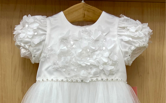 Princess Daliana Metallic Corded Lace Christening Gown White good Size 12