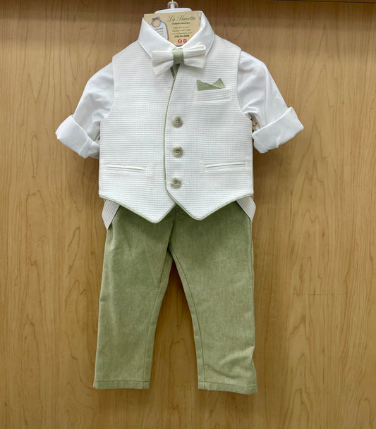 Boys formal out sage green and white Made in Europe