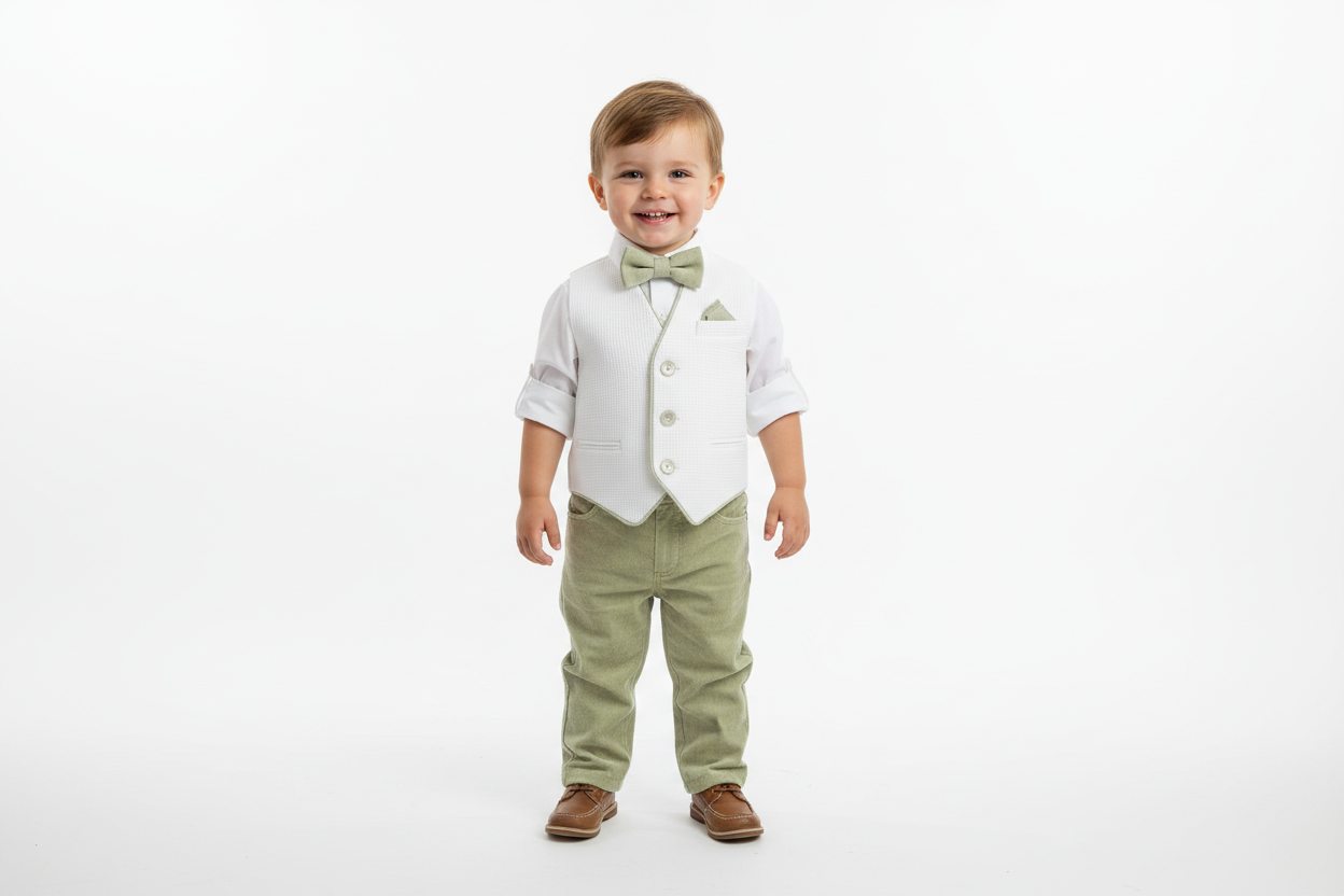 Boys formal out sage green and white Made in Europe