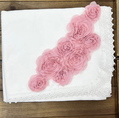 Pink and white Floral and lace baby take me home  set