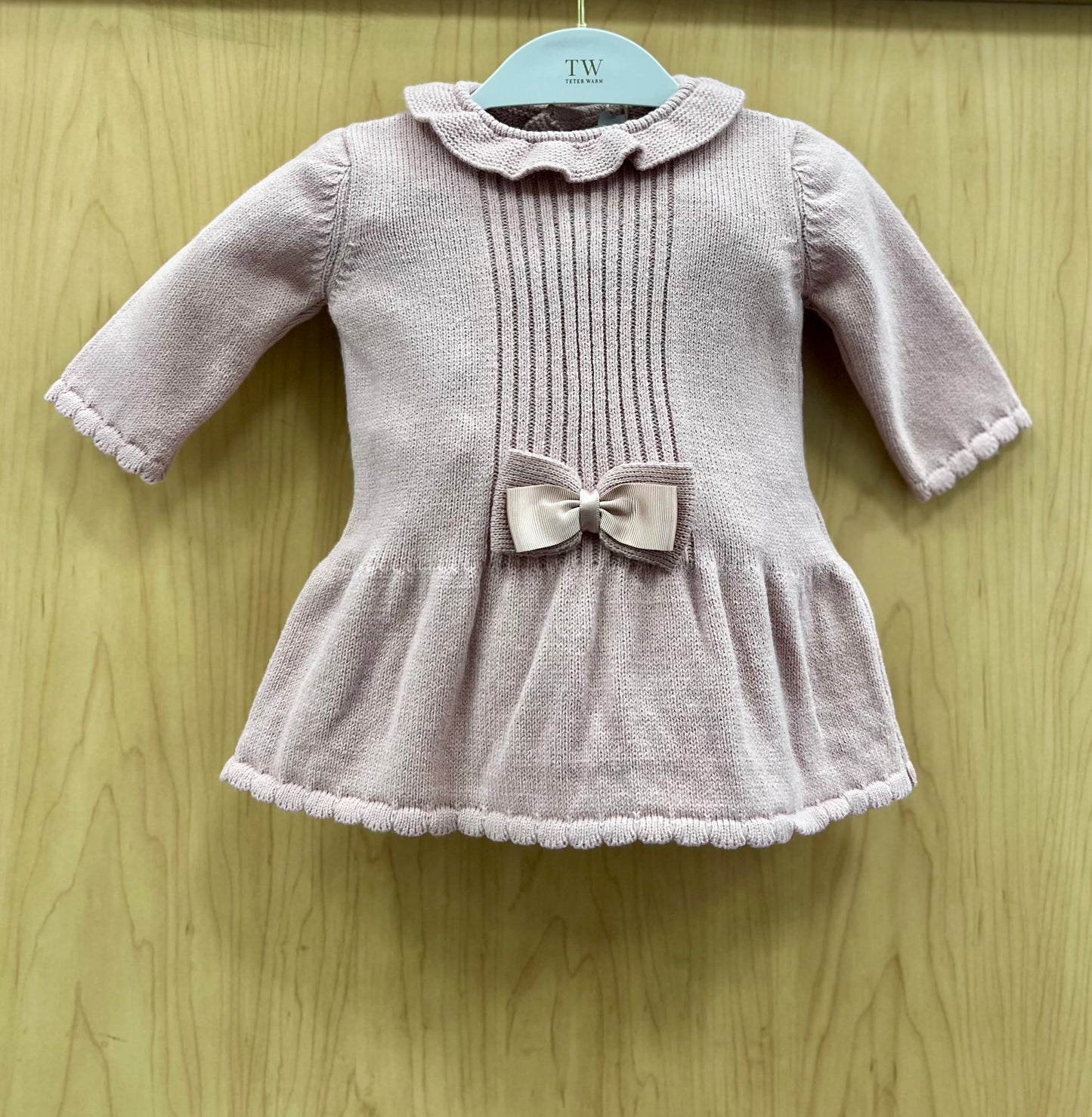 Pink/Mauve knit Dress with Bow