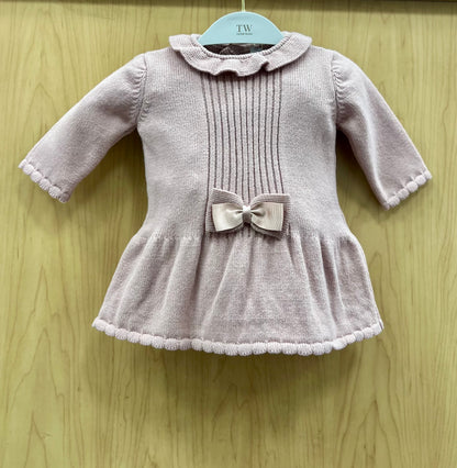 Pink/Mauve knit Dress with Bow