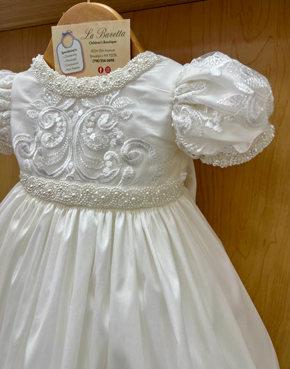 Heirloom Christening Gown with Pearl Embroidery Bianca
