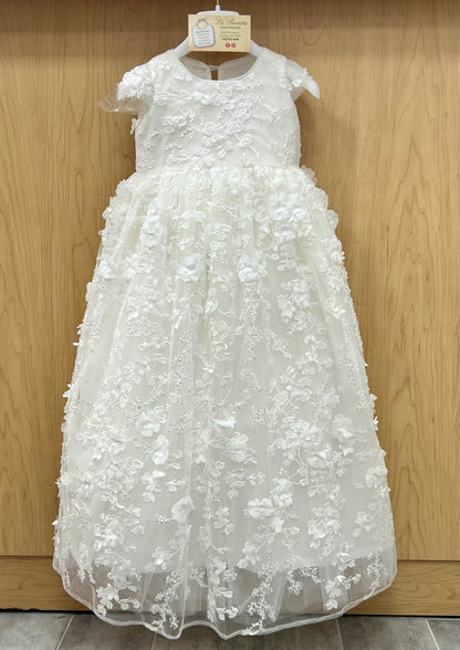 Christening Dress with 3D lace and flowers
