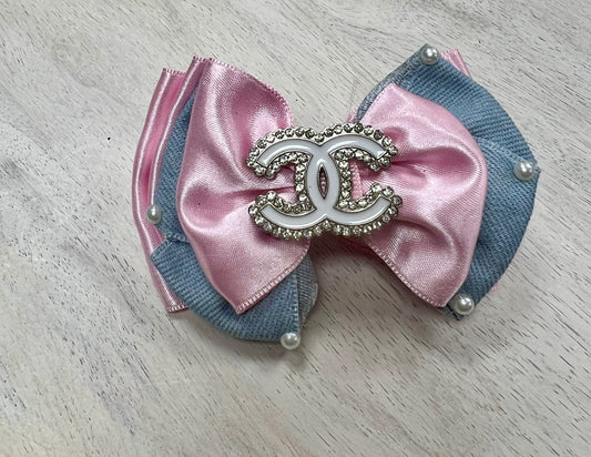 Pink & Denim Hair Clip