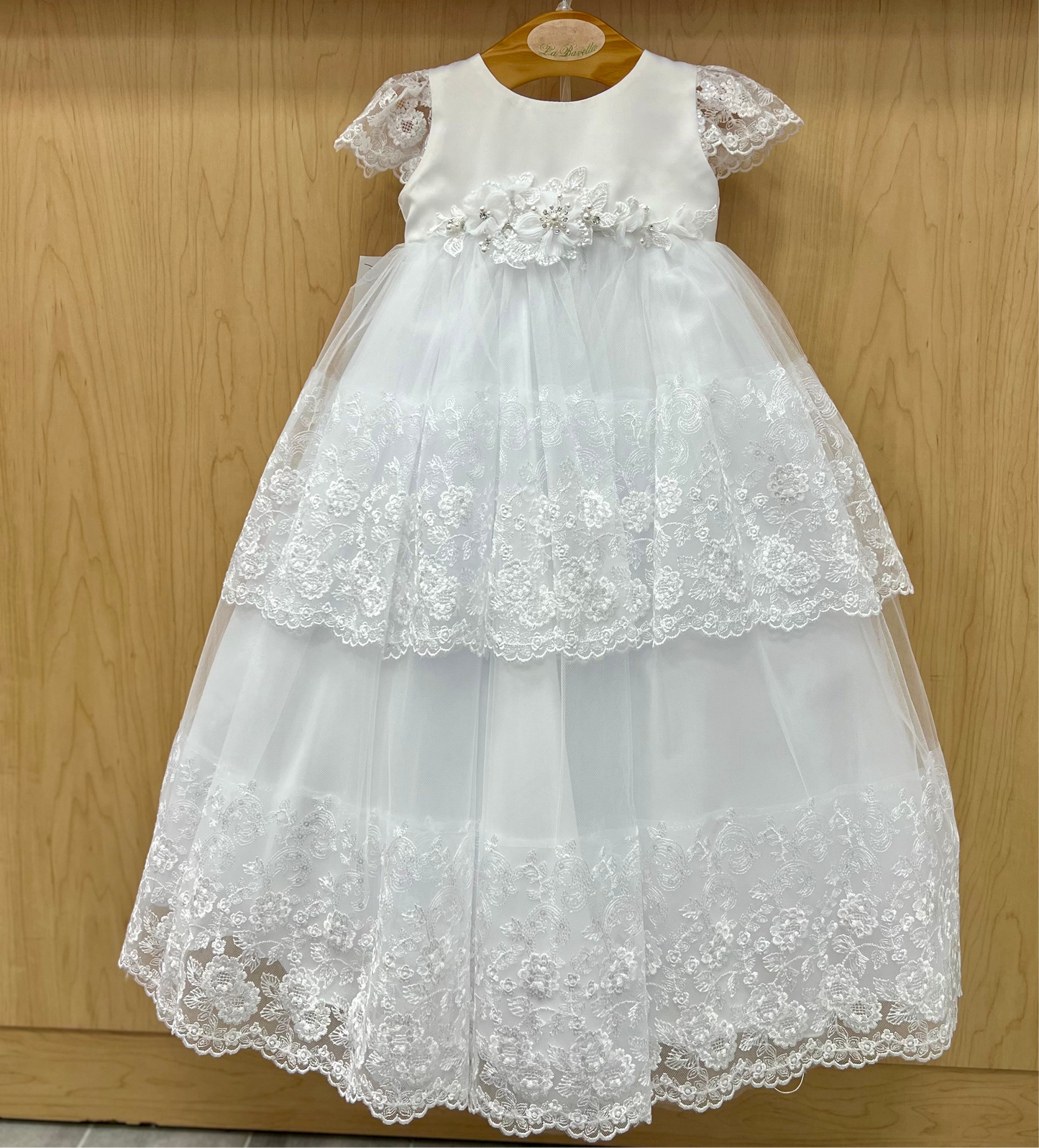 Bella Bow Christening dress with tulle