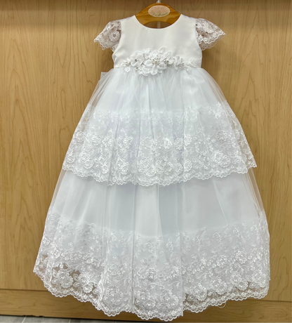 Bella Bow Christening dress with tulle