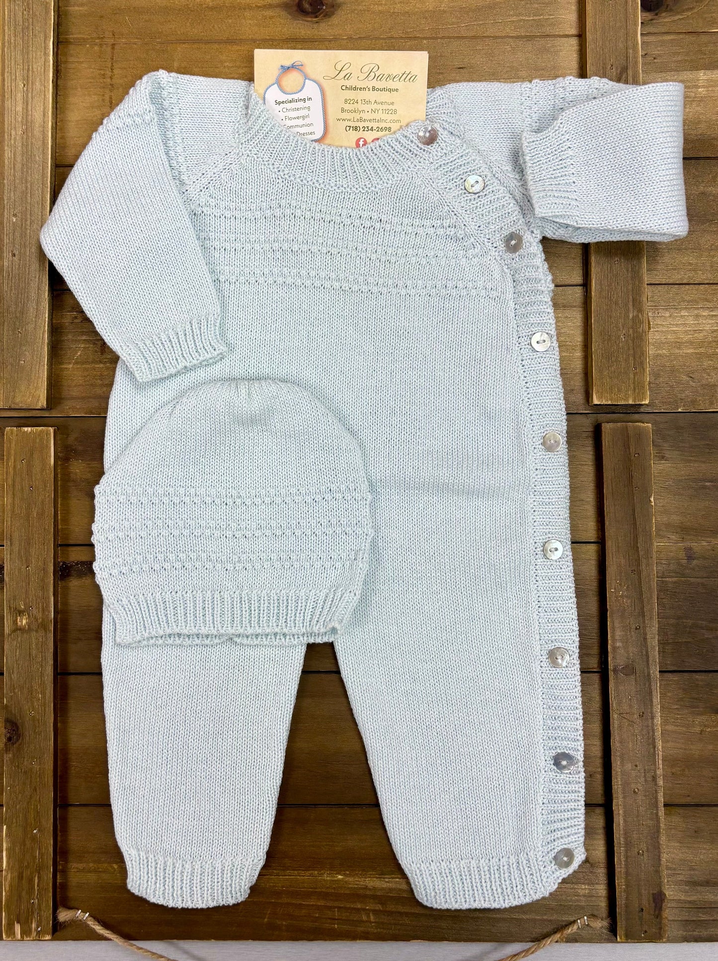 Light Blue Knit Baby Take-Home Set