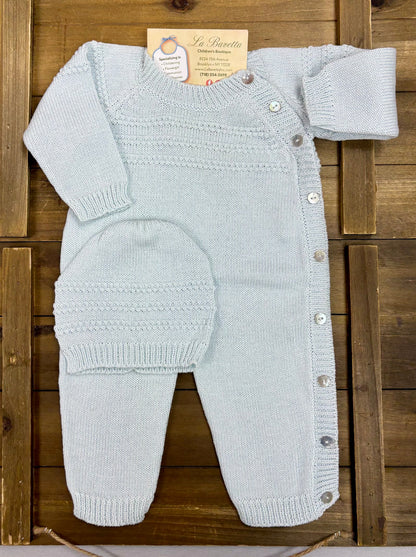Light Blue Knit Baby Take-Home Set