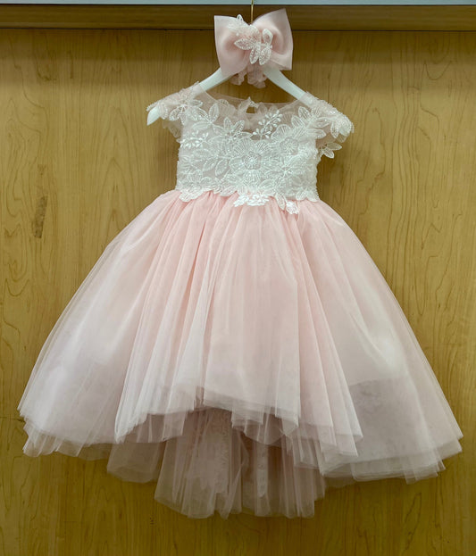 Pink Lace & Tulle Girls Special Occasion Dress